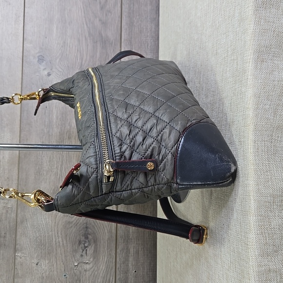 MZ Wallace Gray Quilted Nylon Leather Crossbody Shoulder Bag - Picture 3 of 13